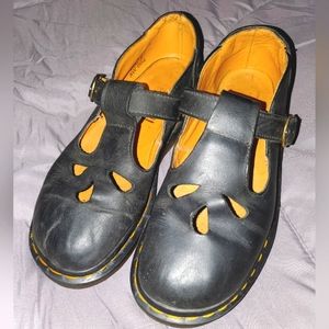 Vintage 90s Y2K Dr Martens MIE 8062 Matte Black Cutout Maryjane Women’s 5 Shoes